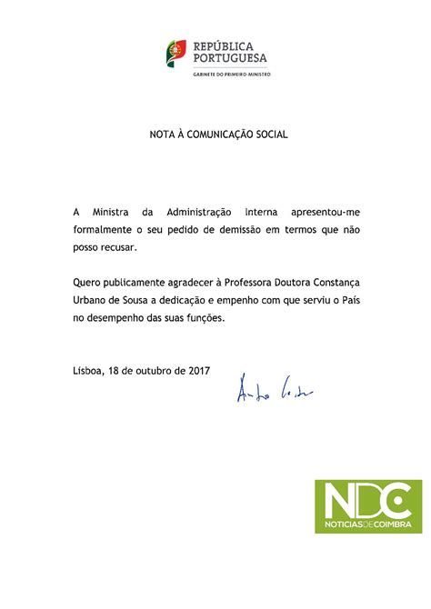 carta de demissão portugal